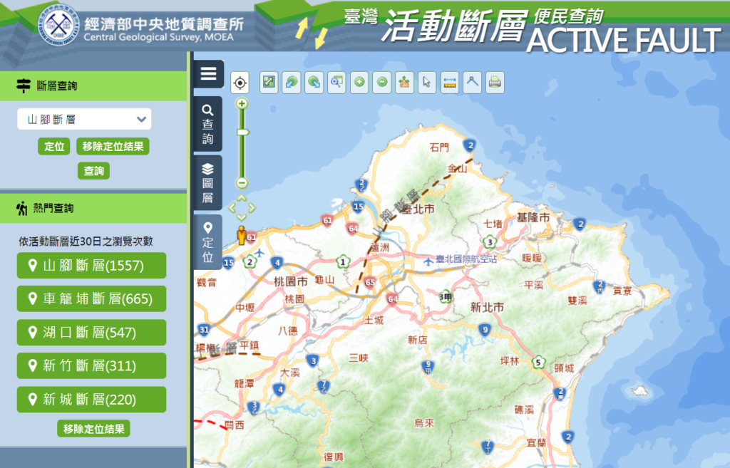 台灣活動斷層分布