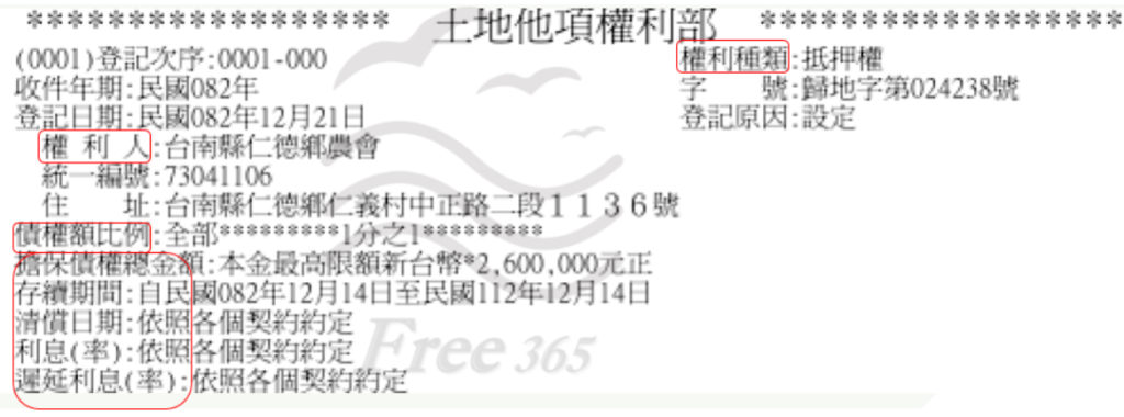 土地他項權利部